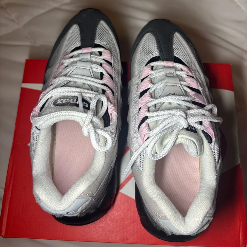 Nike Kids Air Max 95 in Gray with Pink Accents